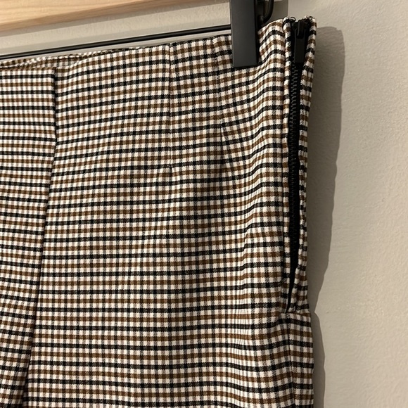 Zara Plaid Pants Brown Tan Size Large Skinny High Waist - Picture 6 of 6